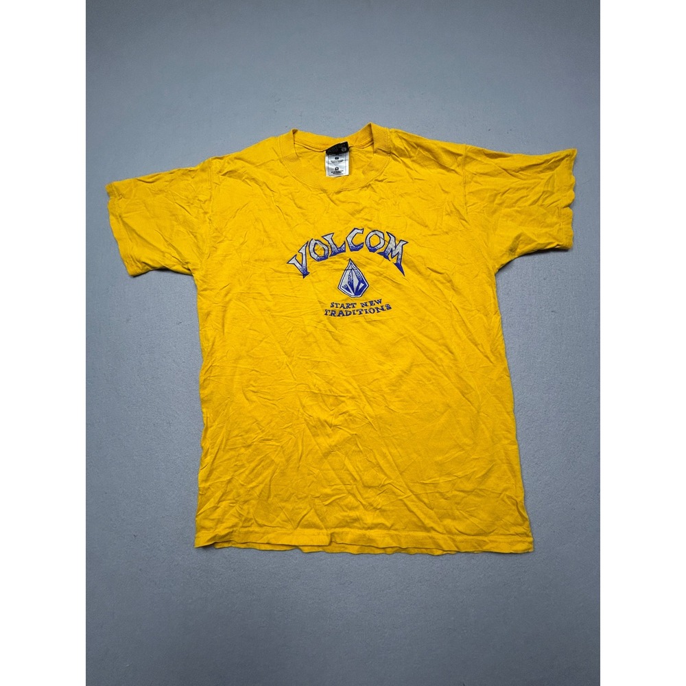 Volcom T Shirt 100% Cotton Yellow Graphic Print Medium Mens